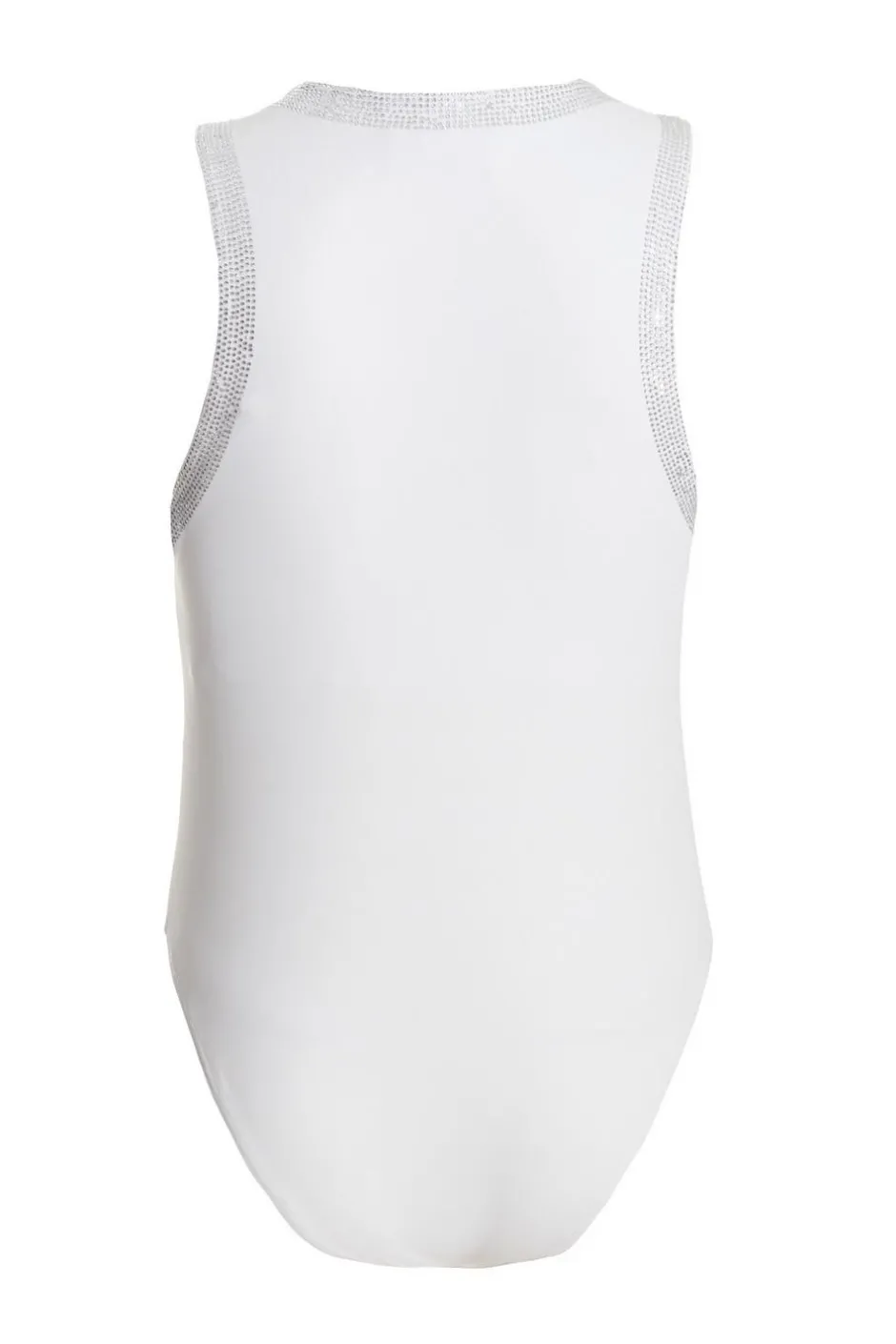 Quiz Diamante Trim Bodysuit White Clearance