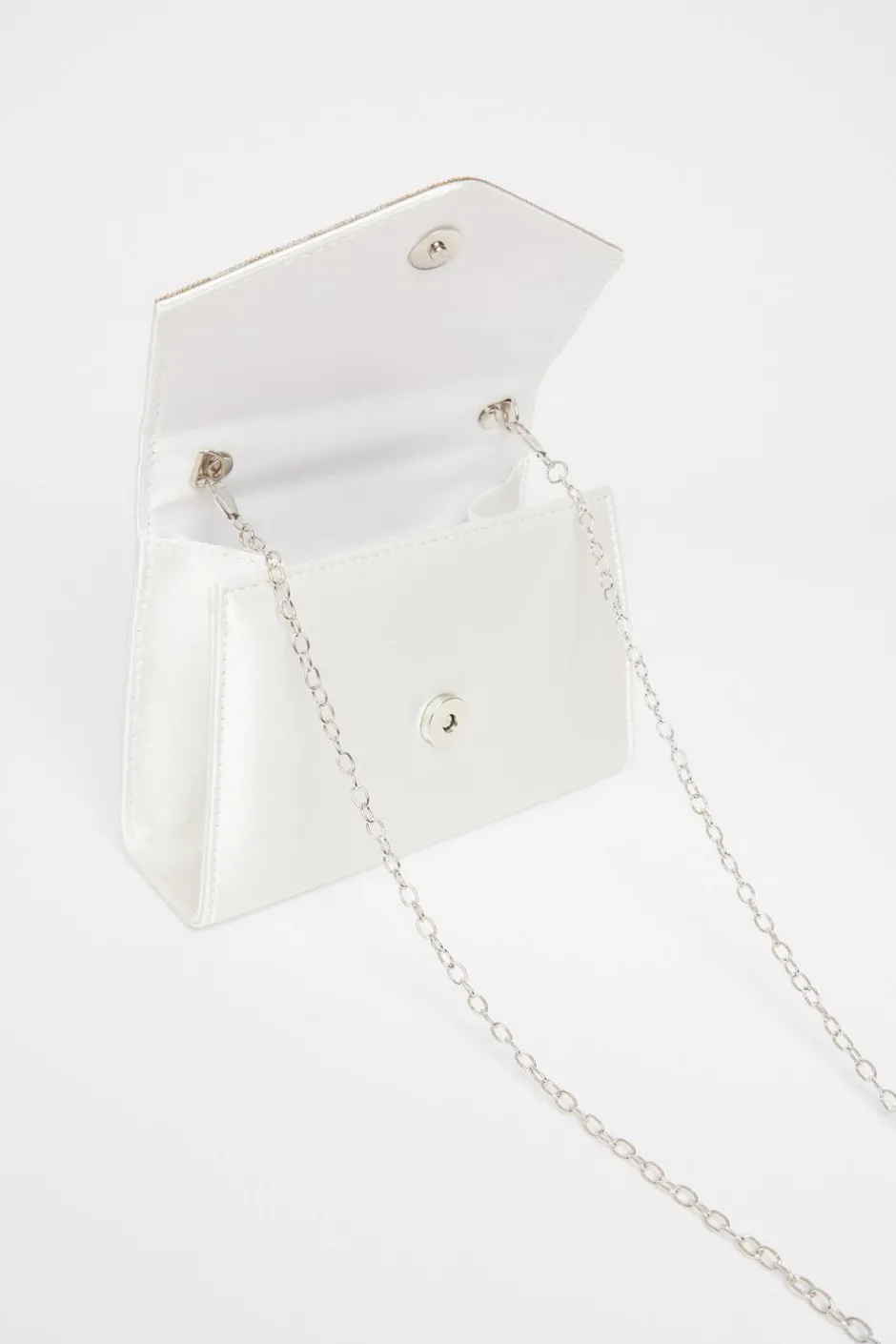 Quiz Diamante Twist Handle Bag White Best