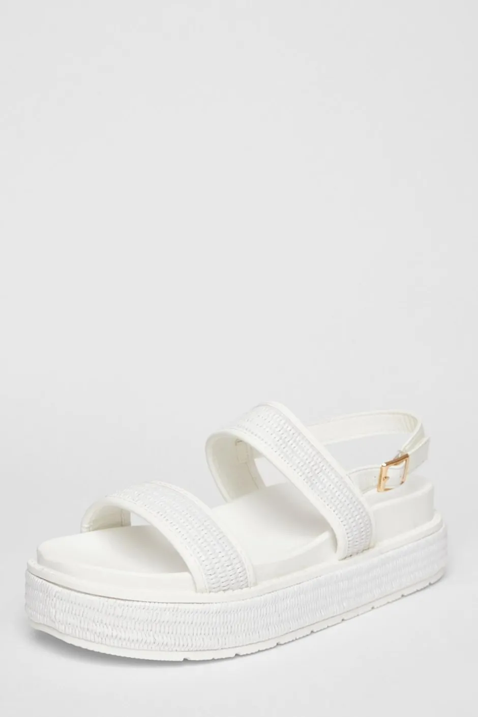 Quiz White Double Strap Flatform Sandals Clearance