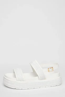 Quiz White Double Strap Flatform Sandals Clearance