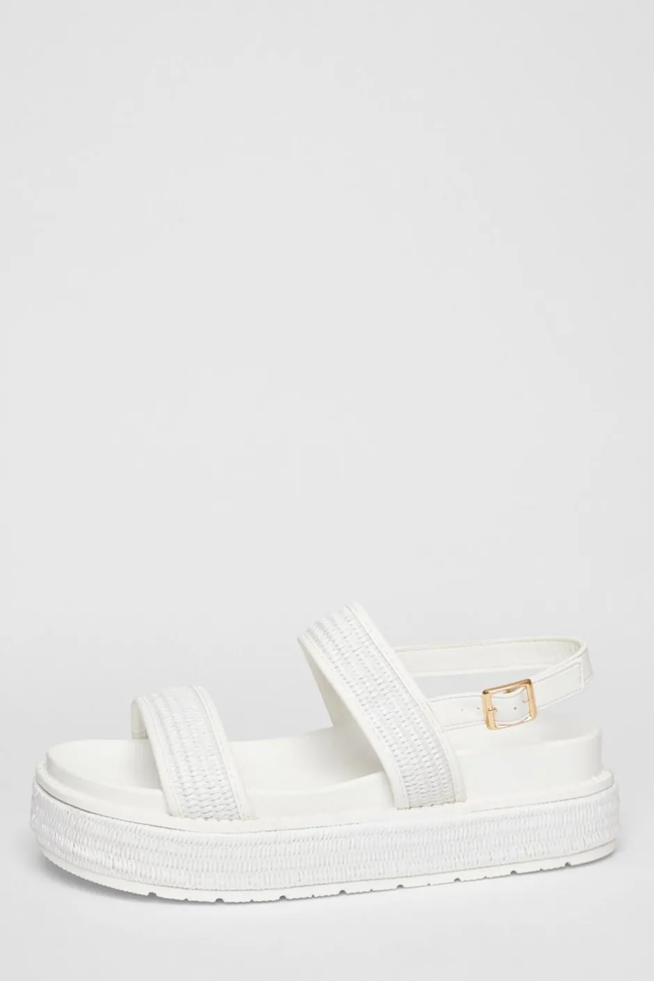 Quiz White Double Strap Flatform Sandals Clearance