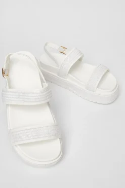 Quiz White Double Strap Flatform Sandals Clearance
