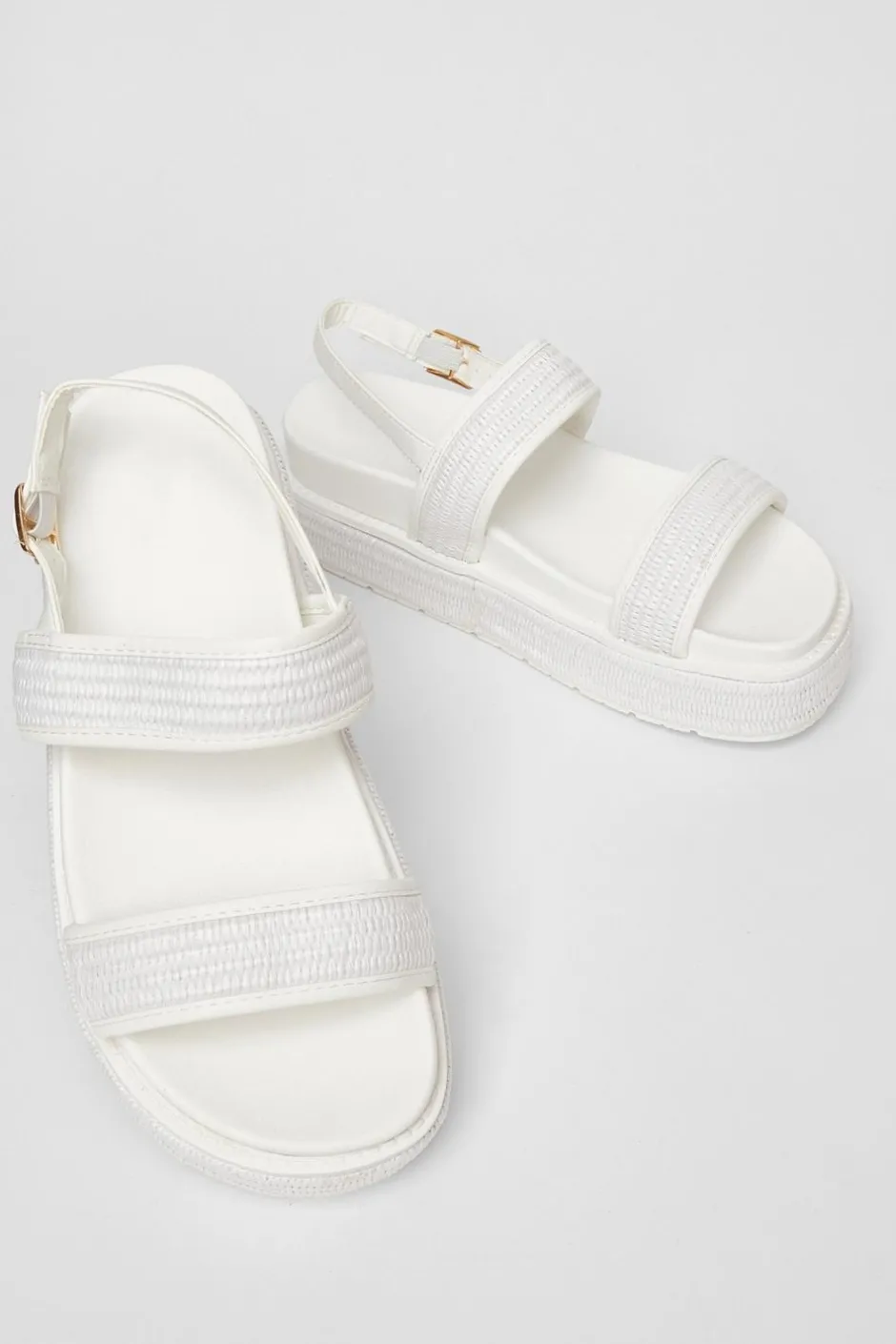 Quiz White Double Strap Flatform Sandals Clearance