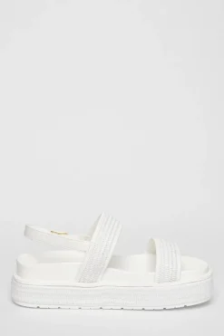 Quiz White Double Strap Flatform Sandals Clearance