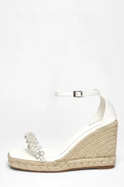 Quiz White Embellished High Wedges Online