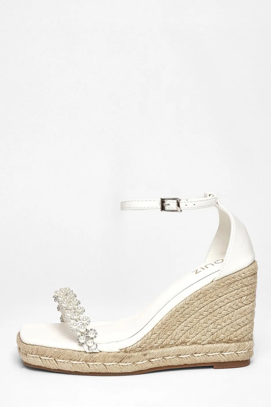 Quiz White Embellished High Wedges Online