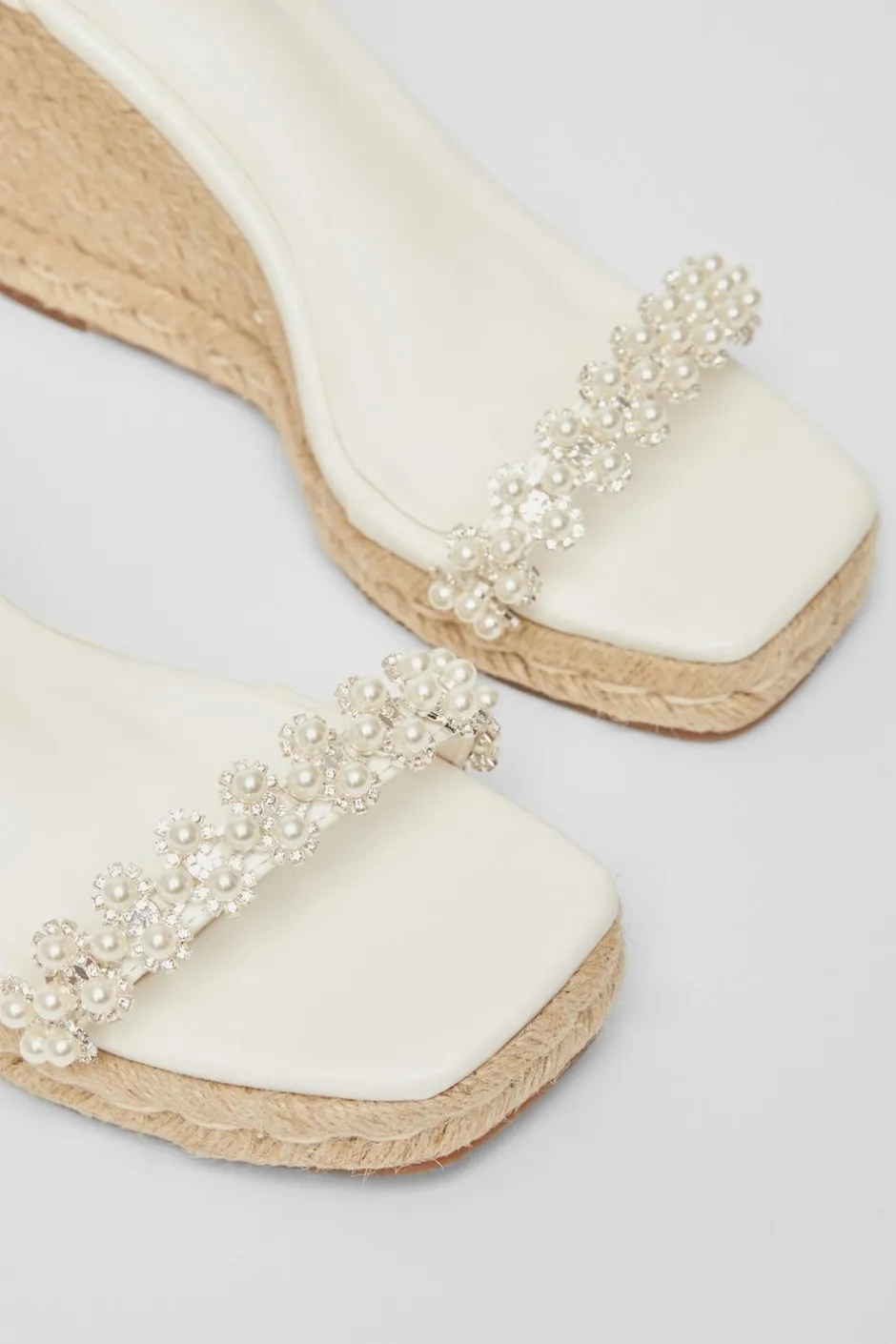 Quiz White Embellished High Wedges Online
