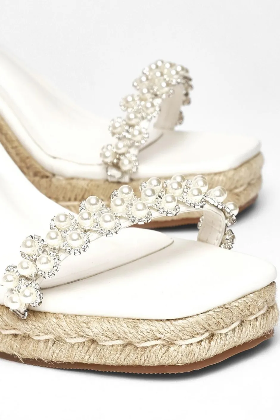 Quiz White Embellished High Wedges Online