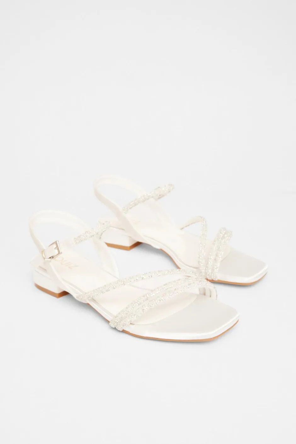 Quiz White Embellished Strappy Sandals Clearance