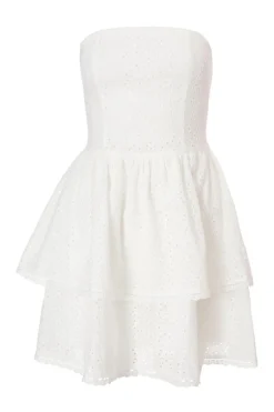 Quiz White Embroidered Bandeau Mini Dress New