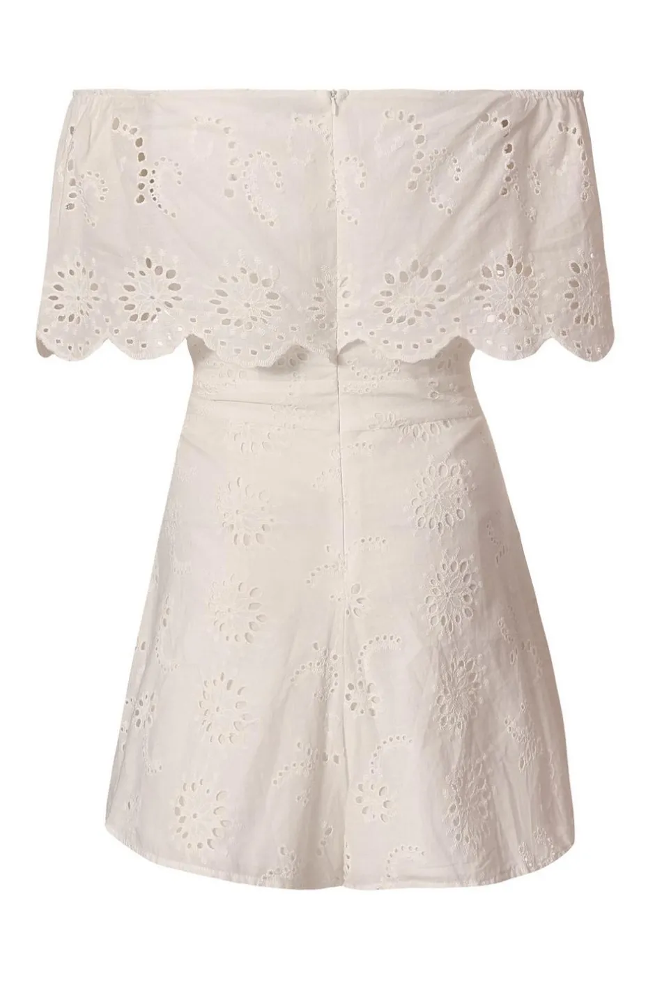 Quiz White Embroidered Bardot Playsuit Online