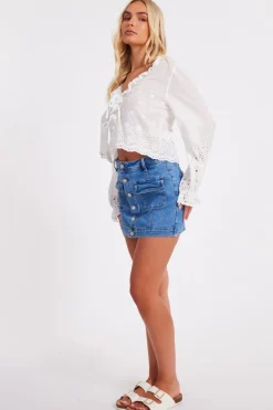 Quiz White Embroidered Blouse Online