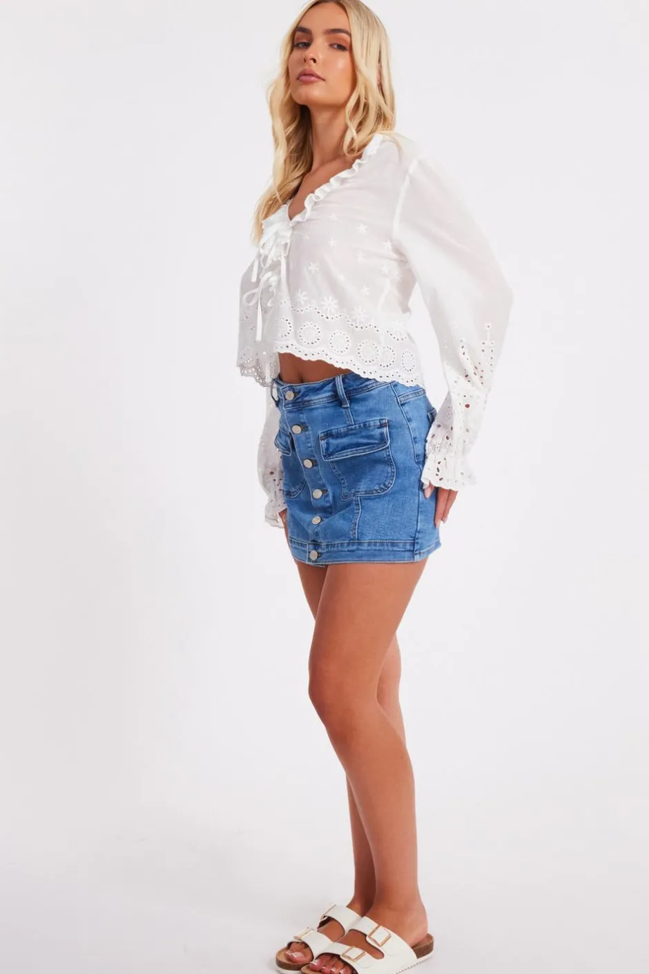 Quiz White Embroidered Blouse Online