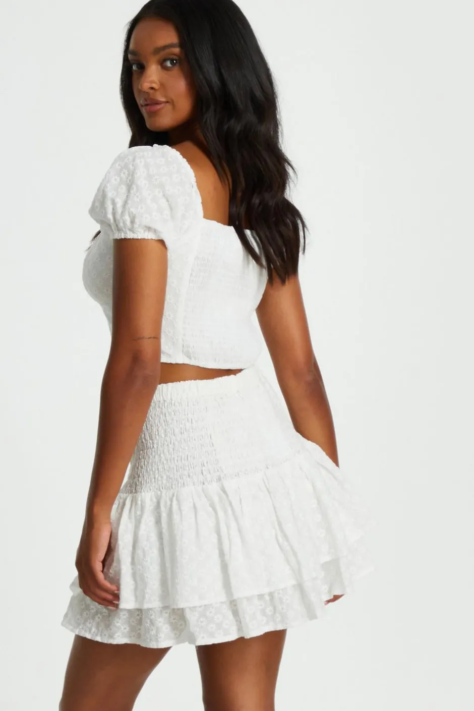 Quiz White Embroidered Cropped Top Sale