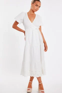 Quiz White Embroidered Hem Midaxi Dress Best