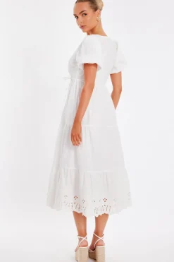 Quiz White Embroidered Hem Midaxi Dress Best
