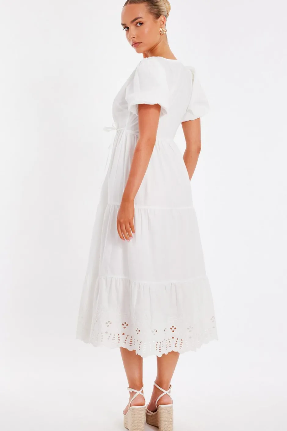 Quiz White Embroidered Hem Midaxi Dress Best