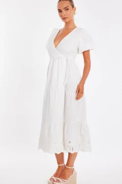Quiz White Embroidered Hem Midaxi Dress Best
