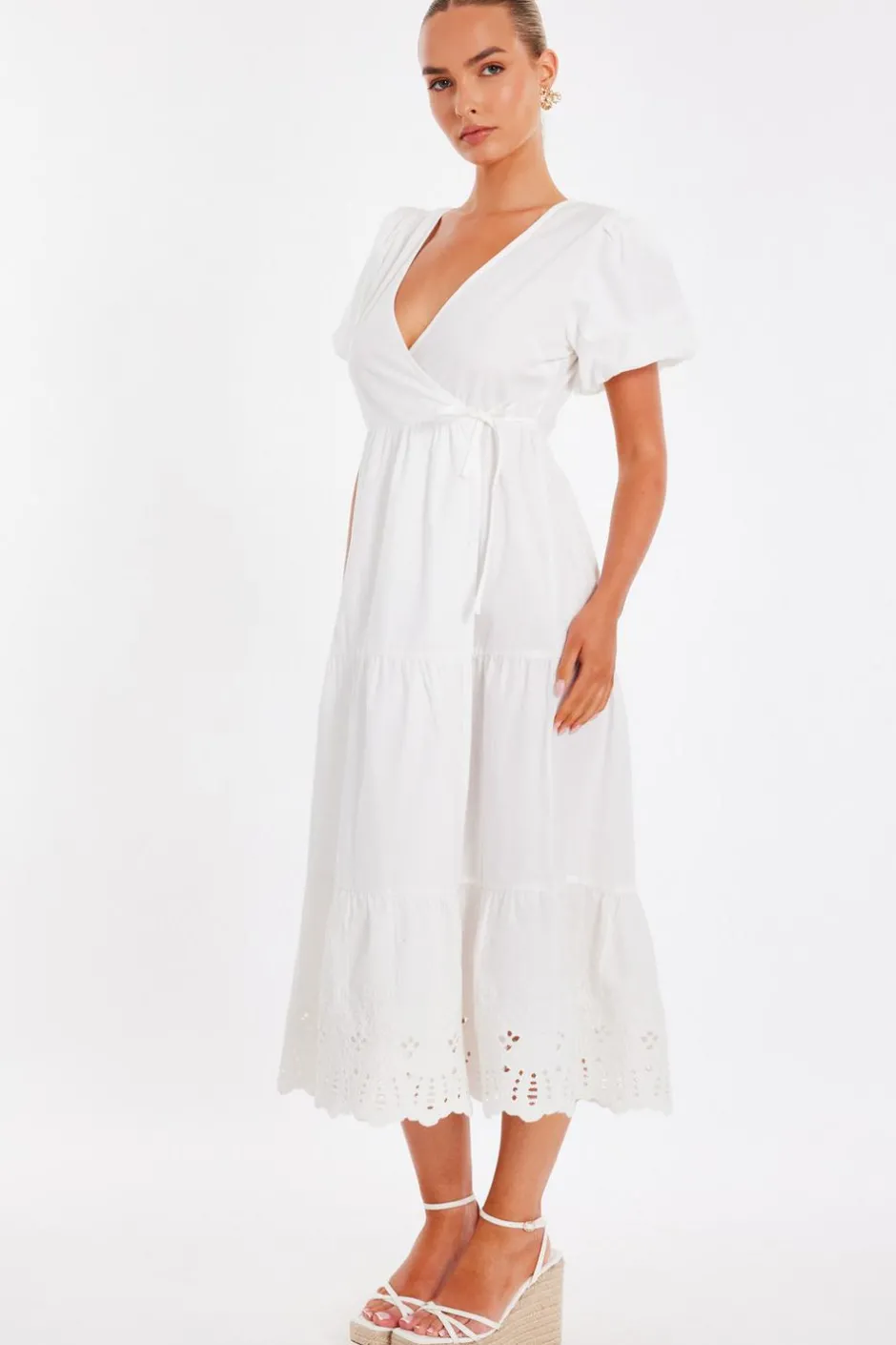 Quiz White Embroidered Hem Midaxi Dress Best