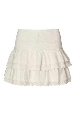 Quiz White Embroidered Mini Skirt Sale
