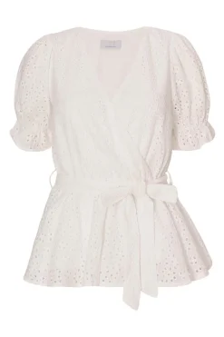 Quiz White Embroidered Peplum Top Sale