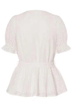Quiz White Embroidered Peplum Top Sale