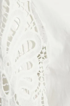 Quiz White Embroidered Sleeve Top Hot