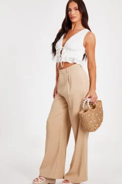 Quiz White Embroidered Tie Front Top New