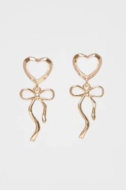 Quiz Enamel Ribbon Heart Earrings White Best