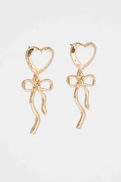 Quiz Enamel Ribbon Heart Earrings White Best