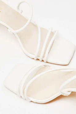 Quiz Faux Leather Block Heeled Sandals White Hot