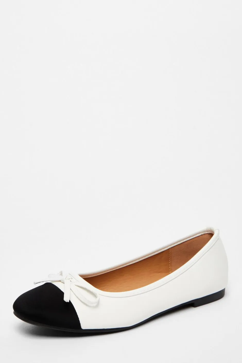 Quiz White Faux Leather Bow Flat Pumps Clearance