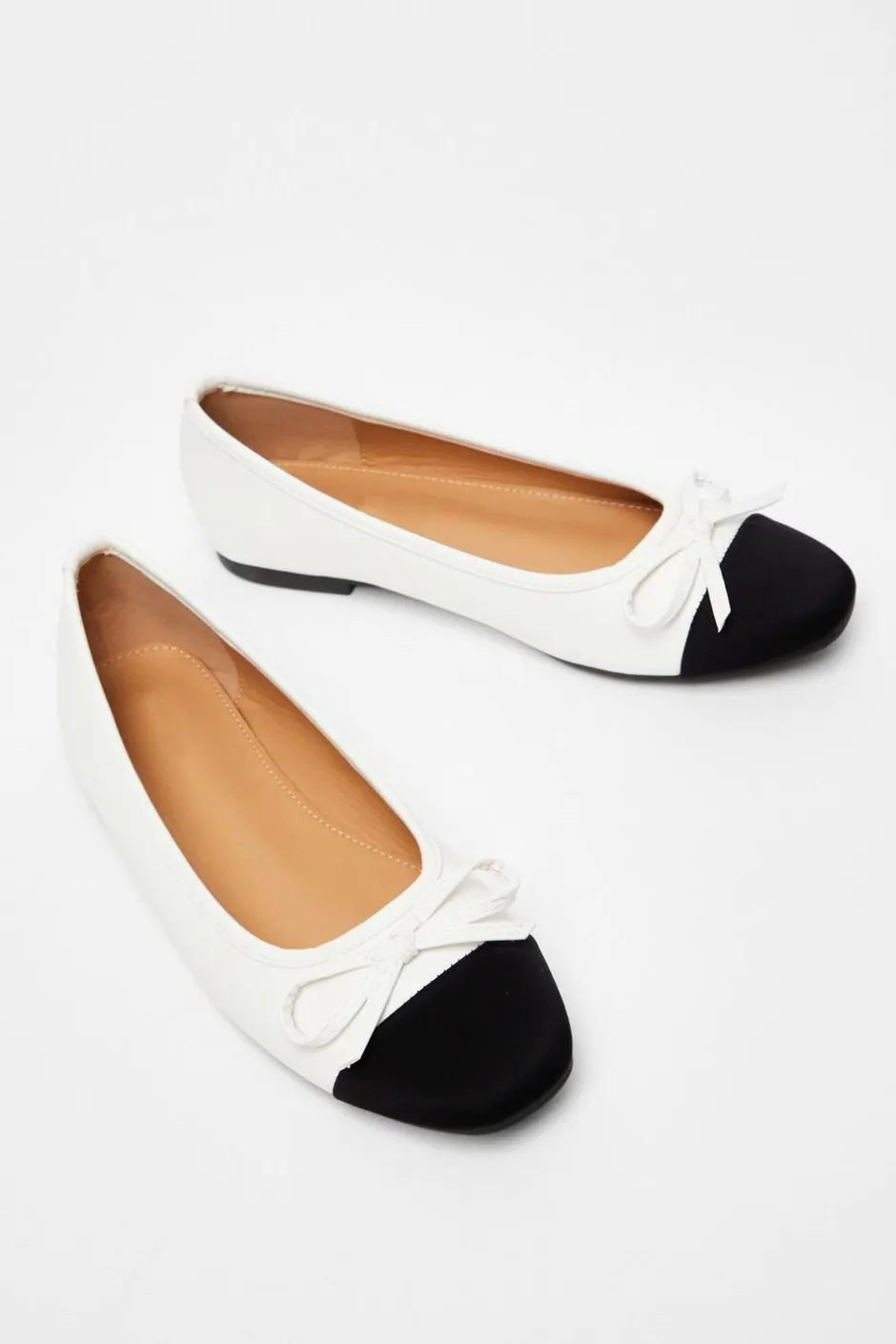Quiz White Faux Leather Bow Flat Pumps Clearance