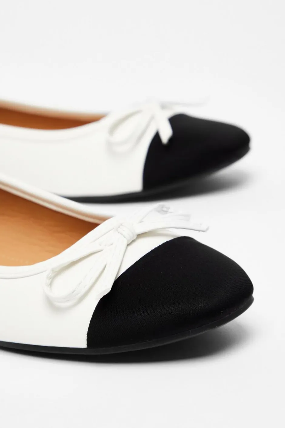Quiz White Faux Leather Bow Flat Pumps Clearance