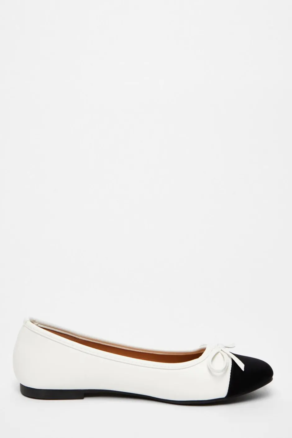 Quiz White Faux Leather Bow Flat Pumps Clearance