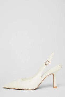 Quiz Faux Leather Court Heels White