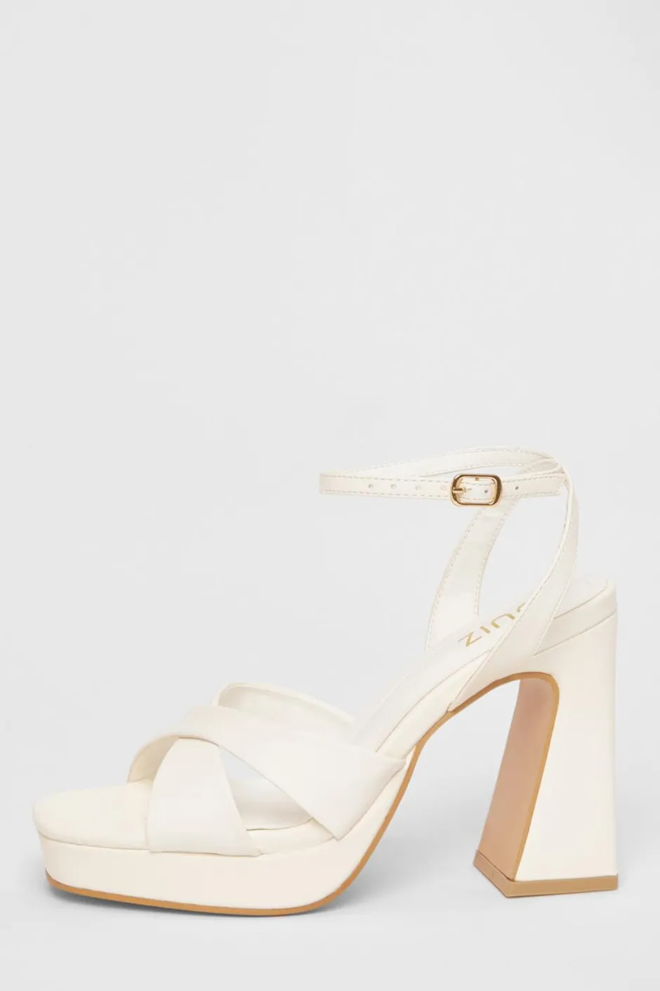Quiz Faux Leather Platform Heels White Outlet