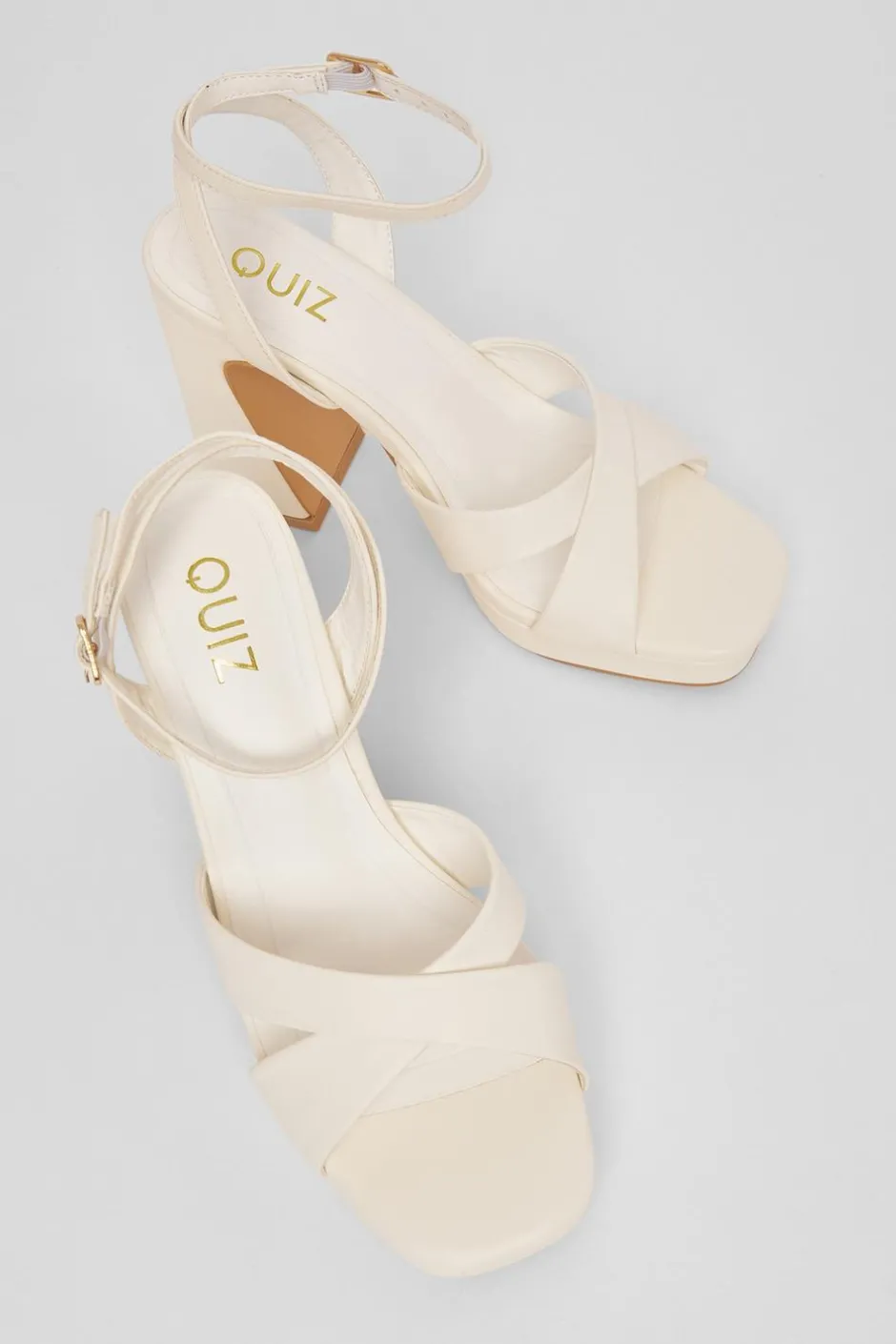 Quiz Faux Leather Platform Heels White Outlet
