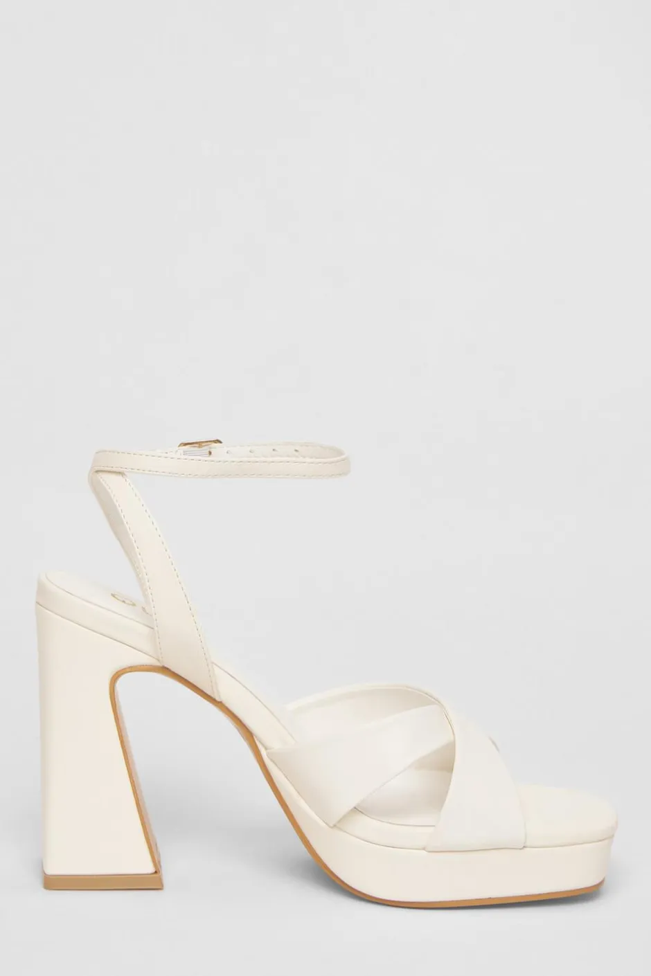 Quiz Faux Leather Platform Heels White Outlet