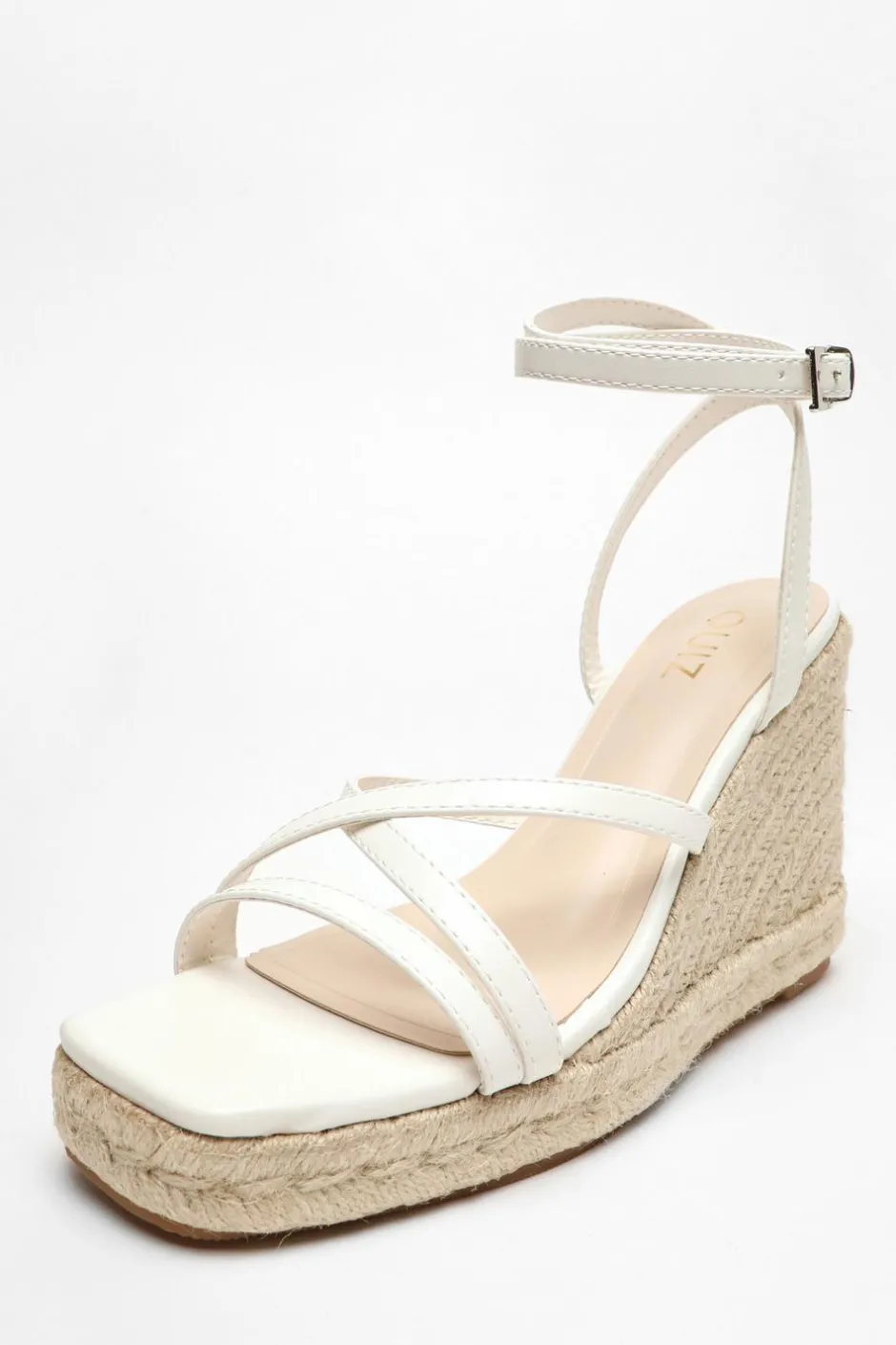 Quiz Faux Leather Strappy Wedges White Outlet