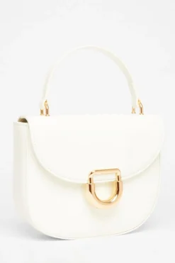 Quiz Faux Leather Top Handle Bag White Best