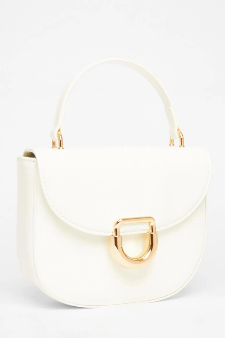 Quiz Faux Leather Top Handle Bag White Best