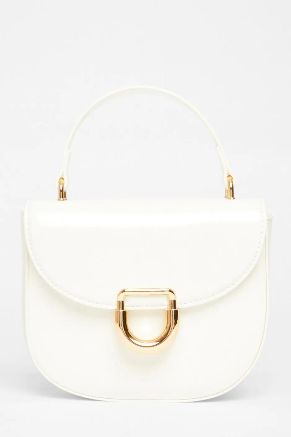 Quiz Faux Leather Top Handle Bag White Best