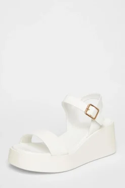 Quiz White Faux Leather Wedges Discount