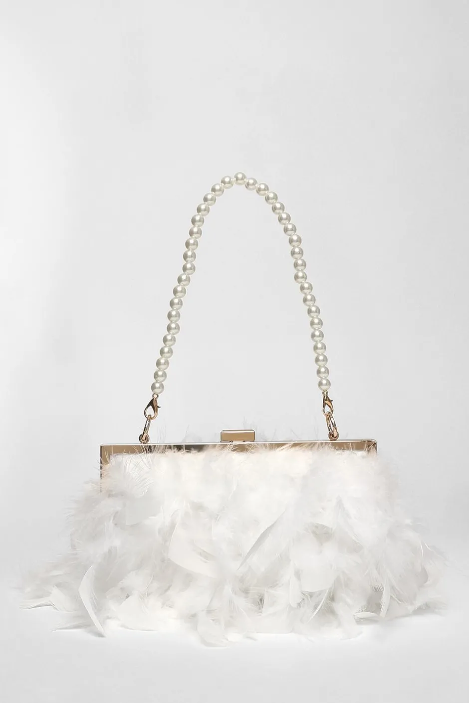 Quiz White Feather Clutch Bag Sale