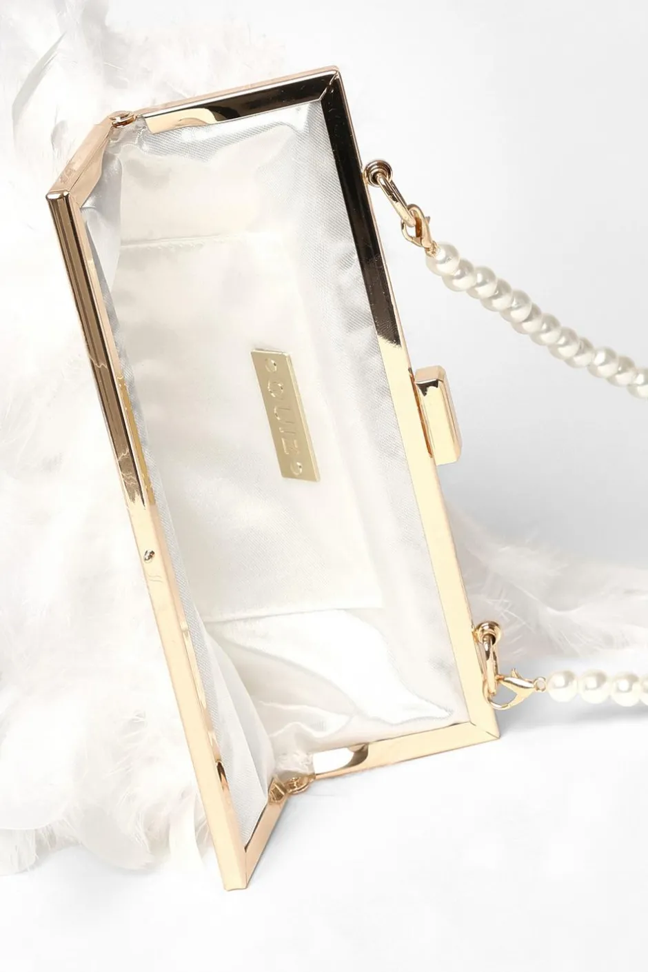 Quiz White Feather Clutch Bag Sale