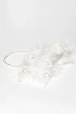 Quiz White Feather Clutch Bag Sale