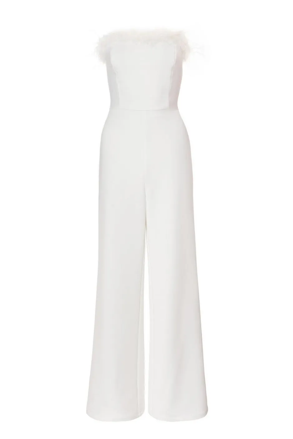 Quiz White Feather Trim Jumpsuit Hot