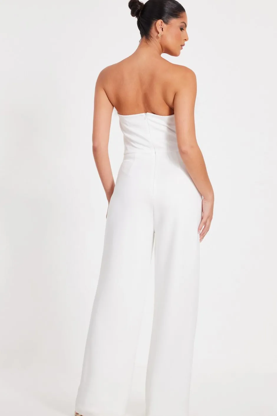 Quiz White Feather Trim Jumpsuit Hot