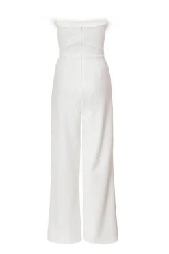 Quiz White Feather Trim Jumpsuit Hot